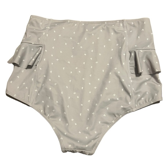 Kortni Jeane high rise gray and white star ruffle swim suit bottom - Picture 2 of 8